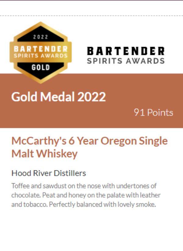 McCarthy's 6 Year Oregon Single Malt Whiskey